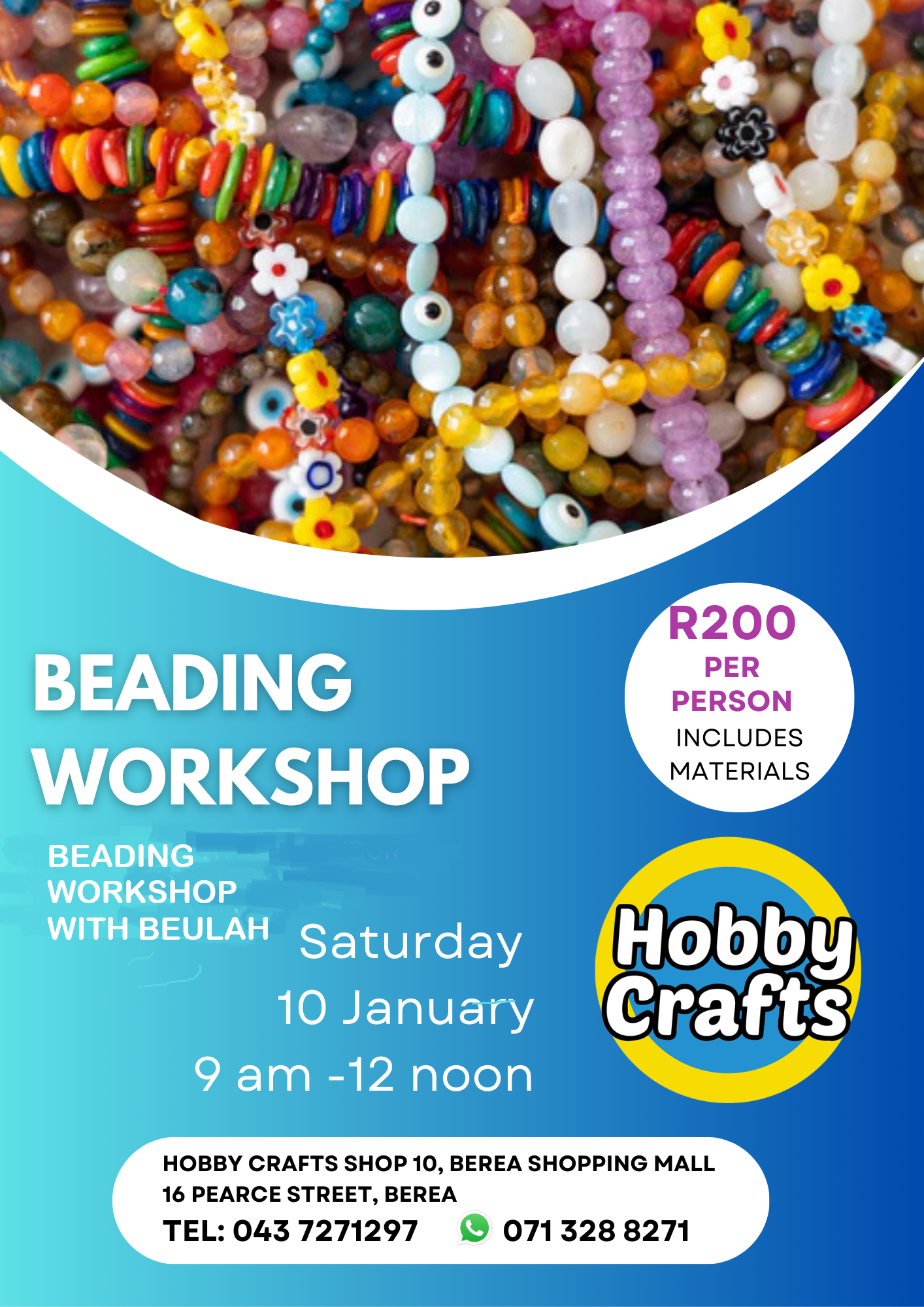 Beading Workshop with Beulah create your own Jewelry at Hobby Crafts Berea East London