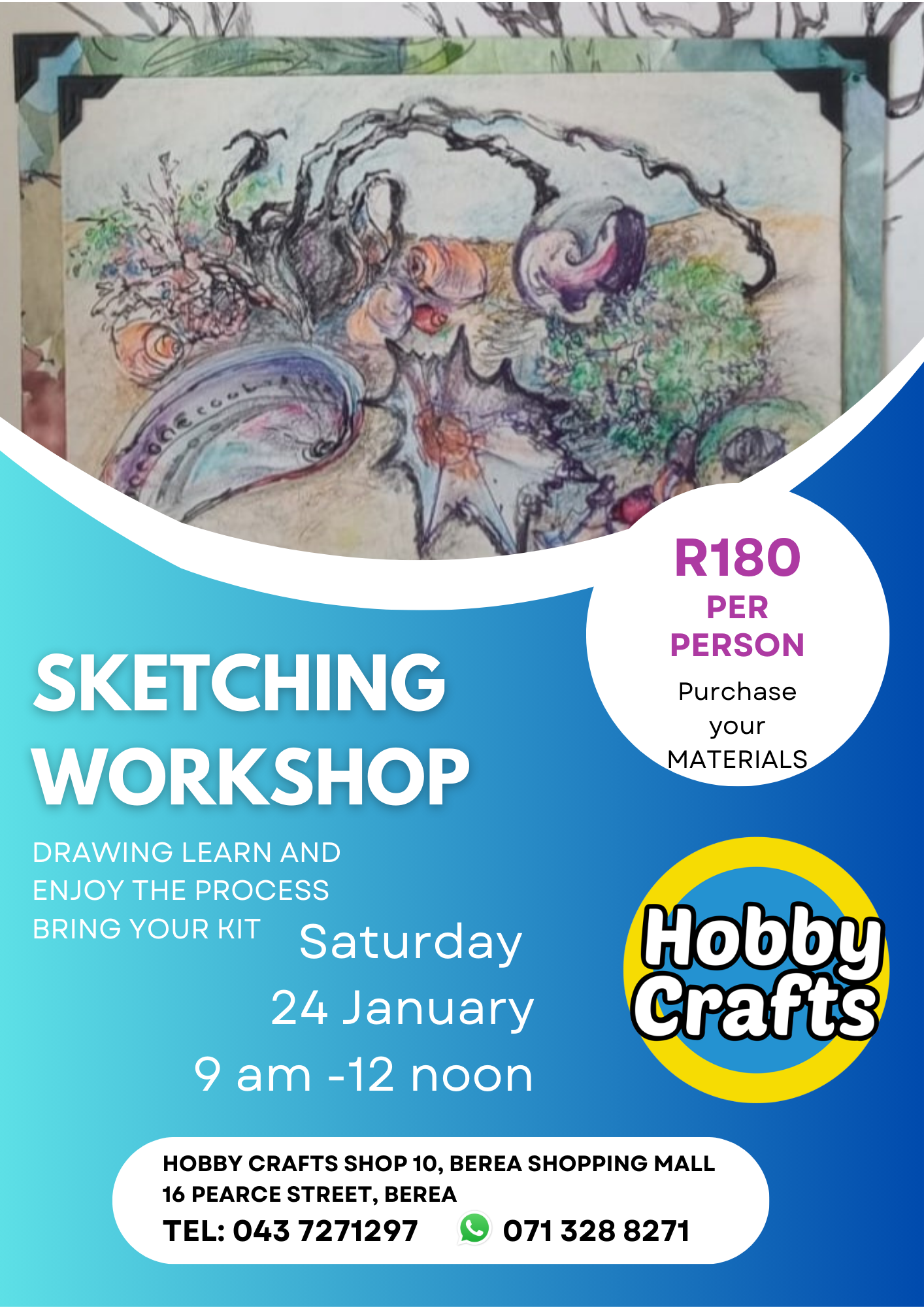 Sketching with Pam Sparg at Hobby Crafts Berea East London South Africa